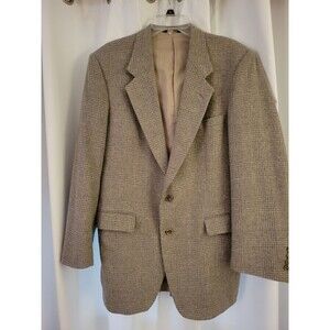 Farah Clothing Co. Mens Light Brown Tweed Blazer 44/L shorter sleeve